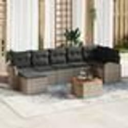 vidaXL Ensemble de Canapés de Jardin de 8 Pièces avec Coussins Gris Poly Rattan