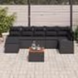 vidaXL Ensemble de canapé de jardin de 8 pièces avec coussins noirs en poly rattan