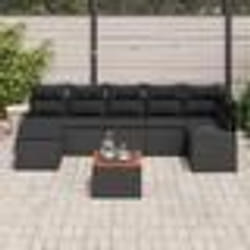 vidaXL Ensemble de canapé de jardin de 8 pièces avec coussins noirs en poly rattan