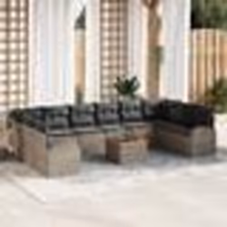 vidaXL Ensemble de jardin 11 pièces avec coussins gris en polyrotin et bois d'acacia.
