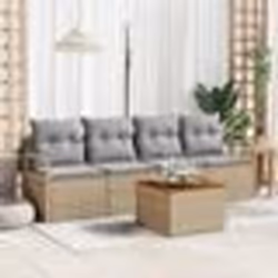 vidaXL Ensemble de salon de jardin 5 pièces avec coussins en poly rotin acacia beige