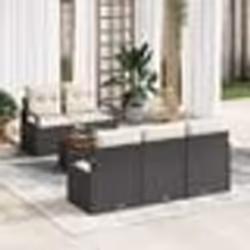 vidaXL Set de Canapé de Jardin 6 Pièces avec Coussins Noirs en Poly Rattan et Acacia