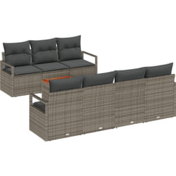 Vidaxl - Ensemble de Canapé de Jardin 7 Pièces avec Coussins en Rattan Poly Gris Acacia