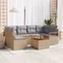 vidaXL Ensemble de salon de jardin 7 pièces avec coussins beiges en poly rotin acacia