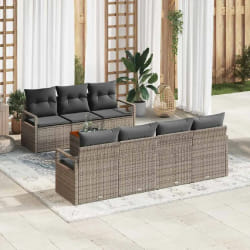 vidaXL Ensemble de canapés de jardin 8 pièces avec coussins gris en polyrotin
