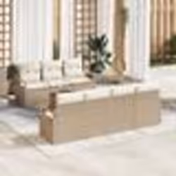 vidaXL Ensemble de Canapés de Jardin 8 Pièces avec Coussins Beiges en Poly Rattan
