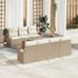 vidaXL Ensemble de Canapés de Jardin 8 Pièces avec Coussins Beiges en Poly Rattan