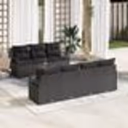 vidaXL Canapé de jardin 8 pièces avec des coussins en polyrotin noir et acacia