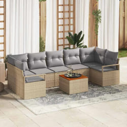 vidaXL Ensemble Canapé de Jardin 8 Pièces avec Coussins Beige en Rattan Synthétique