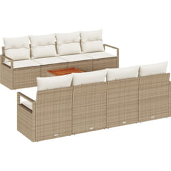 Vidaxl - Ensemble de Canapé de Jardin 9 Pièces avec Coussins Beiges en Rotin Poly Acacia