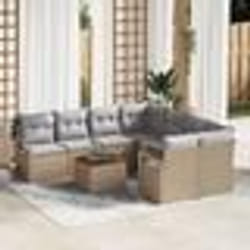 vidaXL Ensemble de salon de jardin 9 pièces avec des coussins beige et gris