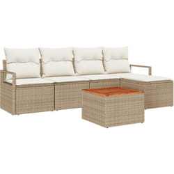 Vidaxl - Ensemble de canapés de jardin 6 pièces avec coussins beige en rattan polyacrylique et acacia