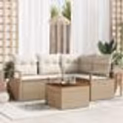 vidaXL Ensemble de jardin 5 pièces avec des coussins beige en polyrotin et acacia