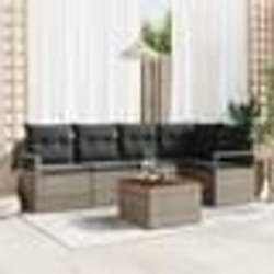vidaXL Ensemble de canapés de jardin 6 pièces avec coussins gris en poly rotin et acacia