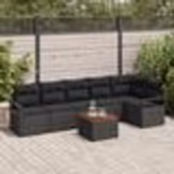 vidaXL Ensemble de canapé de jardin 7 pièces avec coussins en poly rotin noir et acacia