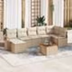 vidaXL Canapé de jardin 8 pièces avec coussins beige en poly rotin et acacia.