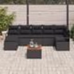 vidaXL Ensemble de Canapés de Jardin 8 Pièces avec Coussins Noirs en Rotin Synthétique et Acacia