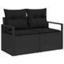 vidaXL Ensemble de canapé de jardin 10 pièces avec des coussins en poly rattan noir et en acacia