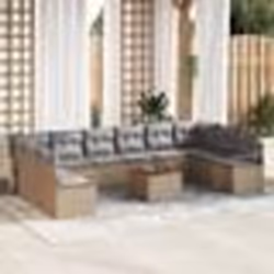 vidaXL Ensemble de salon de jardin 11 pièces avec coussins beiges en poly rattan