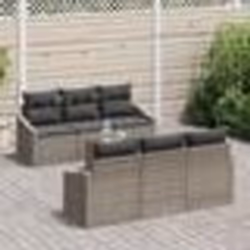 vidaXL Set de canapés de jardin 7 pièces avec coussins gris en poly rotin
