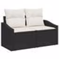 vidaXL Salon de jardin 8 pièces avec coussins en poly rotin noir et acacia