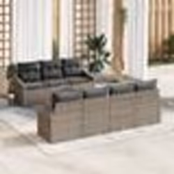 vidaXL canapé de jardin 8 pièces avec coussins gris en poly rattan et acacia