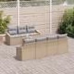 vidaXL Salon de jardin 8 places avec des coussins beige en poly rattan et acacia.