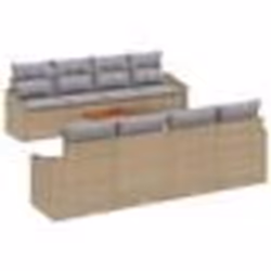 vidaXL Ensemble de Canapés de Jardin 9 Pièces avec Coussins Beiges en Rattan Synthétique