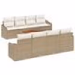 vidaXL Salon de jardin 9 pièces avec coussins beiges en poly rotin d'acacia