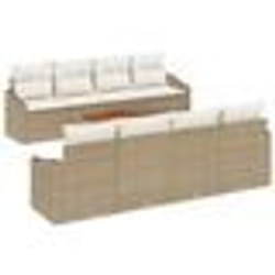vidaXL Salon de jardin 9 pièces avec coussins beiges en poly rotin d'acacia