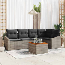 vidaXL Canapé de Jardin 6 Pièces avec Coussins Gris en Poly Rattan et Acacia