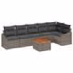 vidaXL Set de canapés de jardin 7 pièces avec coussins en poly rotin gris et acacia