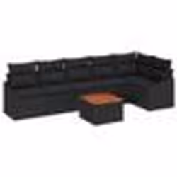 vidaXL Ensemble de canapé de jardin 7 pièces avec coussins noirs en rattan polyacacia