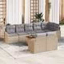 vidaXL Canapé de jardin 9 pièces avec coussins beige en poly rotin et acacia.