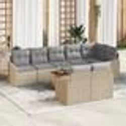 vidaXL Canapé de jardin 9 pièces avec coussins beige en poly rotin et acacia.