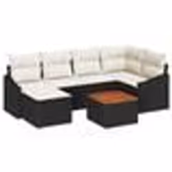 vidaXL Canapé de jardin 7 pièces avec coussins en polyrotin noir et acacia