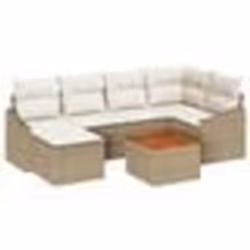 vidaXL Canapé de jardin 7 pièces avec coussins beiges en poly rattan et acacia