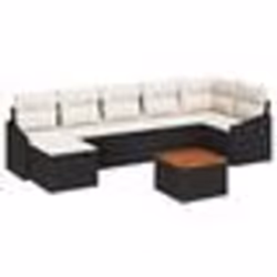 vidaXL Ensemble salon de jardin 8 pièces avec coussins noirs en poly rattan et acacia