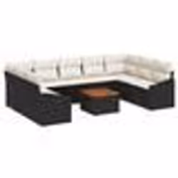 vidaXL Ensemble de salon de jardin de 10 pièces avec coussins en polyrotin noir et acacia