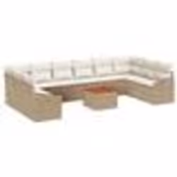 vidaXL Ensemble de canapés de jardin 11 pièces avec coussins beige en polyrotin et acacia