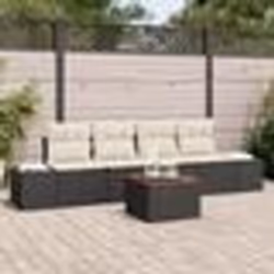 vidaXL Salon de jardin 5 pièces avec coussins noirs en poly rattan et acacia