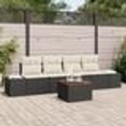 vidaXL Salon de jardin 5 pièces avec coussins noirs en poly rattan et acacia