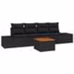 vidaXL Set de canapé de jardin 5 pièces avec des coussins en rattan poly noir et en acacia