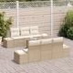 vidaXL Canapé de jardin 7 pièces avec coussins beiges en poly rotin et acacia