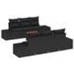 vidaXL Canapé de jardin 7 pièces avec coussins en poly rotin noir et acacia
