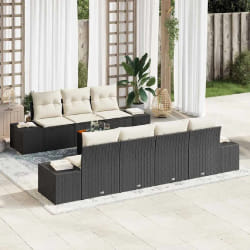vidaXL Set de canapés de jardin 8 pièces avec coussins noirs