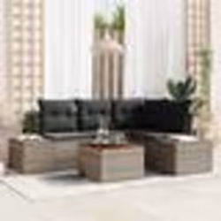 vidaXL Set de canapés de jardin 5 pièces avec des coussins en poly rotin gris et en acacia