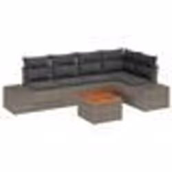 vidaXL Ensemble de Canapé de Jardin 6 Pièces avec Coussins en Poly Rattan Gris Acacia