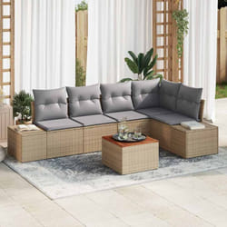 vidaXL Set de canapé de jardin 6 pièces avec coussins en rotin beige et acacia
