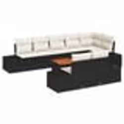 vidaXL Ensemble de canapés de jardin 9 pièces avec coussins noirs en poly rotin et acacia